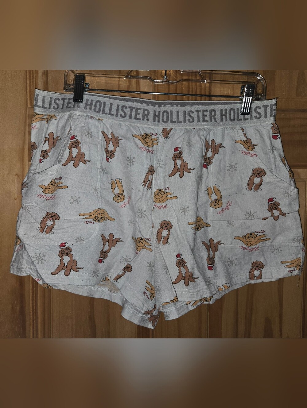 Hollister White Holiday Dog Print Lounge Shorts